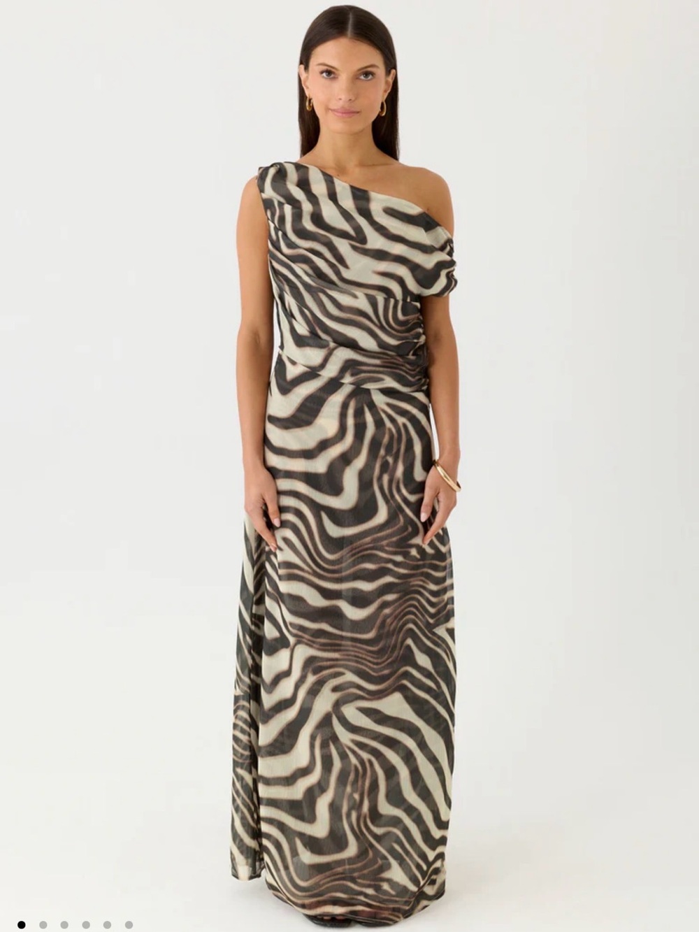 Peppermayo mernas Off Shoulder Zebra-Print Maxi Dress - Black & Cream